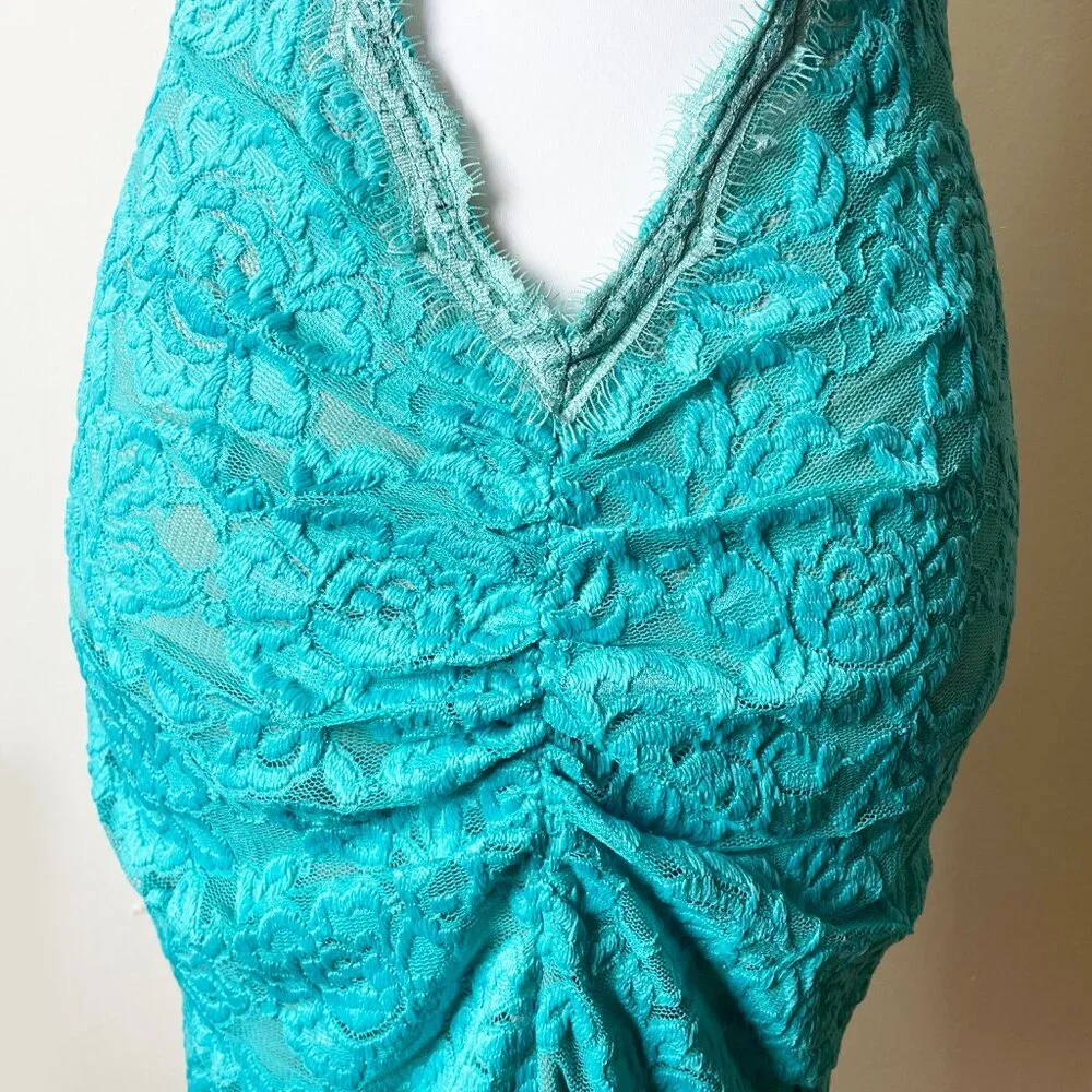 Hot Miami Styles Sexy Teal Lace Dress | Padded Bra Open Back | Size M - Picture 7 of 14